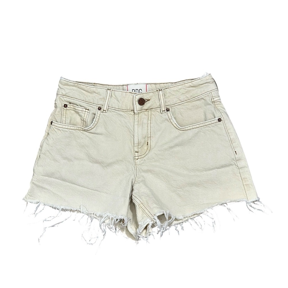BDG Urban Outfitters A-Line Shorts Denim Cream Off-White Raw Hem Women's Size 26